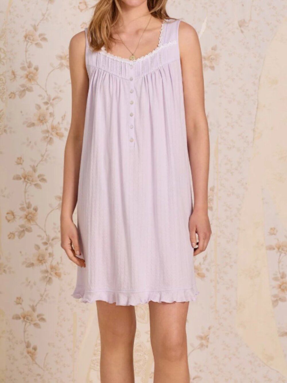 Eileen West Chateau Lavender Cotton Pointelle Chemise